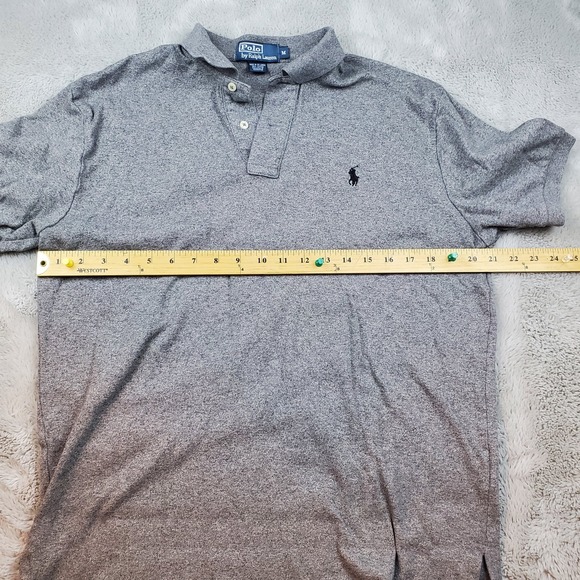 Vintage Polo Ralph Lauren Mens Med Heather Gray Cotton Short Sleeve Shirt Pony - Picture 4 of 5